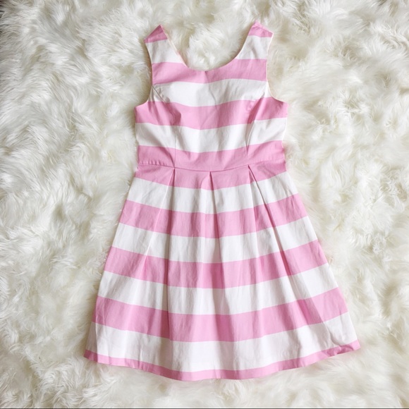 F21 | Pink & White Cabana Stripe Tea Dress L - Picture 2 of 5